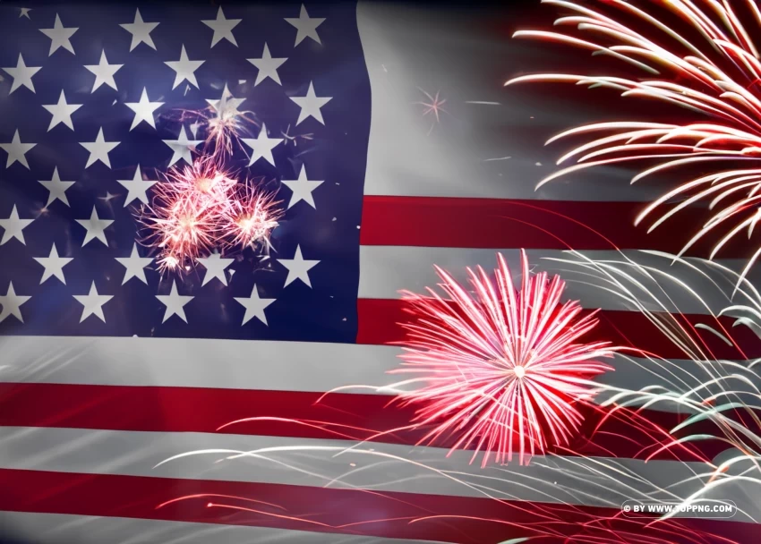 Usa flag With firework Independence Day 4th July background PNG photo