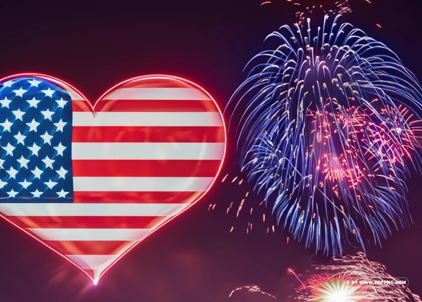 USA Heart Flag Thank You 4th of July Images Transparent PNG Illustration with Isolation