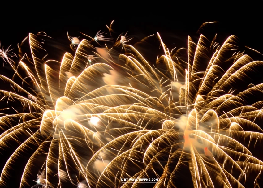 Vibrant HD Fireworks Golden Night Sky PNG download free