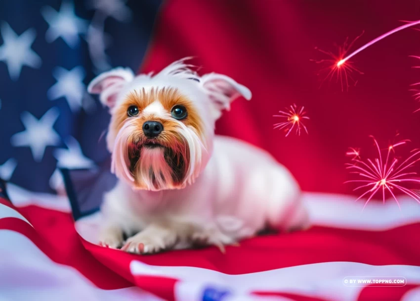 yorkie 4th of july images Transparent PNG Image Isolation - Image ID 53d08637