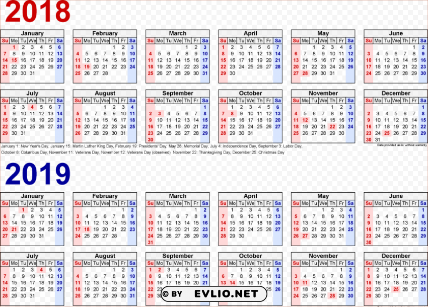 2018 2019 calendar s Free PNG images with alpha channel