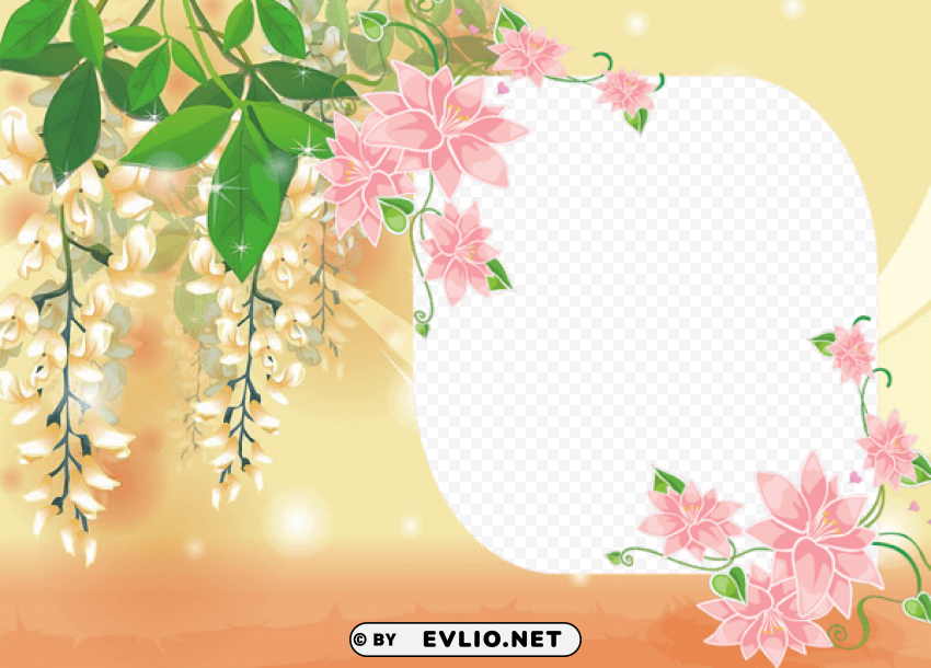 cute yellow photo frame with flowers Transparent PNG images extensive variety
