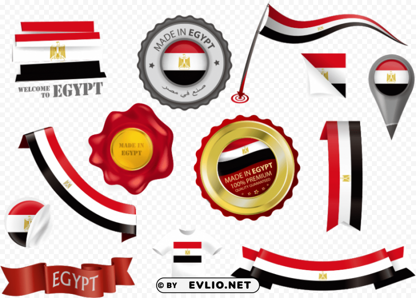 Egyptian Flag And National Emblem Clean Background Isolated PNG Design