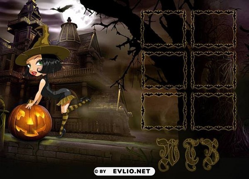 halloween witch with pumpkin wtb2 PNG transparent photos for design