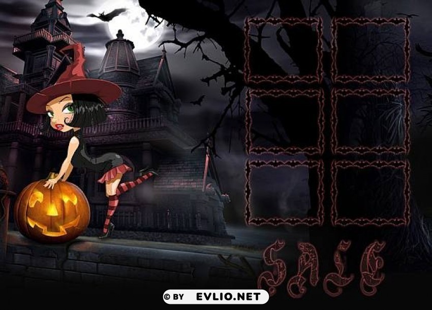 halloween witch with pumpkin1 PNG transparent photos assortment