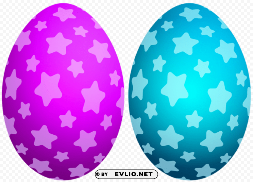 easter eggs with stars PNG Illustration Isolated on Transparent Backdrop