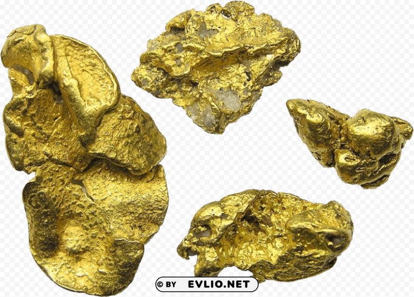 gold nuggets Isolated Icon with Clear Background PNG