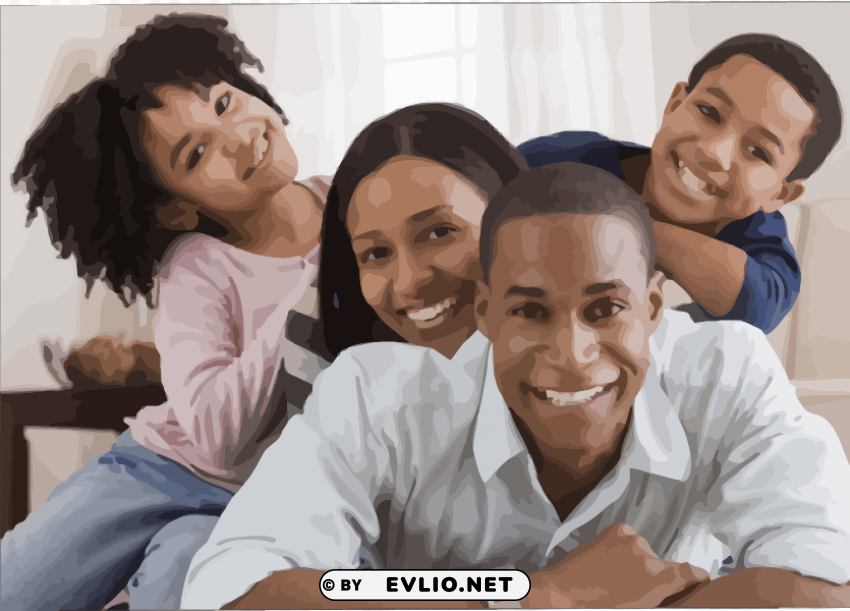 happy black family at home Clear Background Isolated PNG Graphic