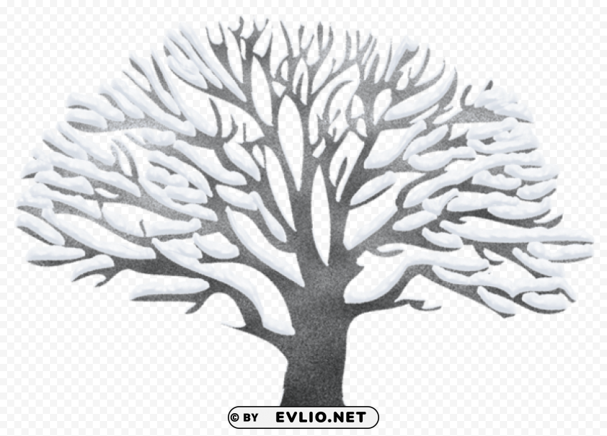 winter snowy black tree Transparent Background PNG Isolated Art