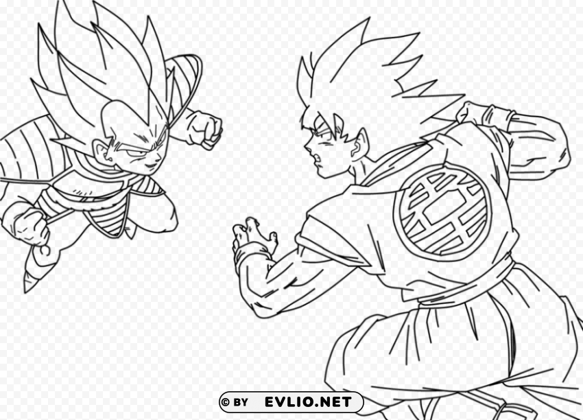 dragon ball z para colorir goku e vegeta Isolated Object with Transparency in PNG