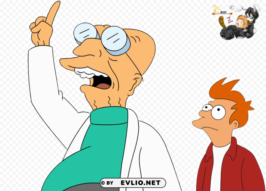 futurama fry professor PNG Isolated Design Element with Clarity