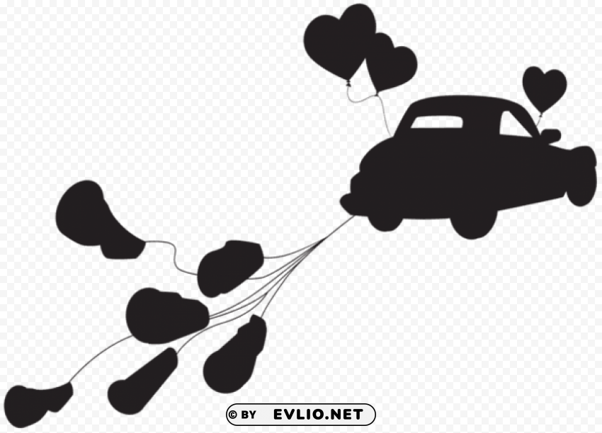 wedding car just married silhouette Clear Background Isolated PNG Icon