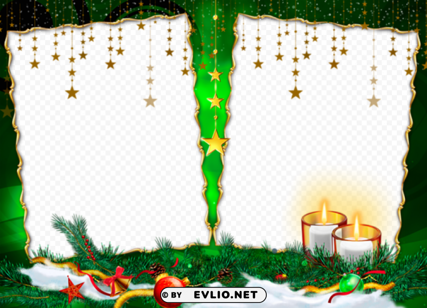 green christmas transparent frame PNG photo with transparency