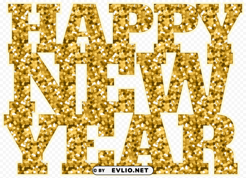 happy new year gold PNG with clear background set PNG Images 34443f00