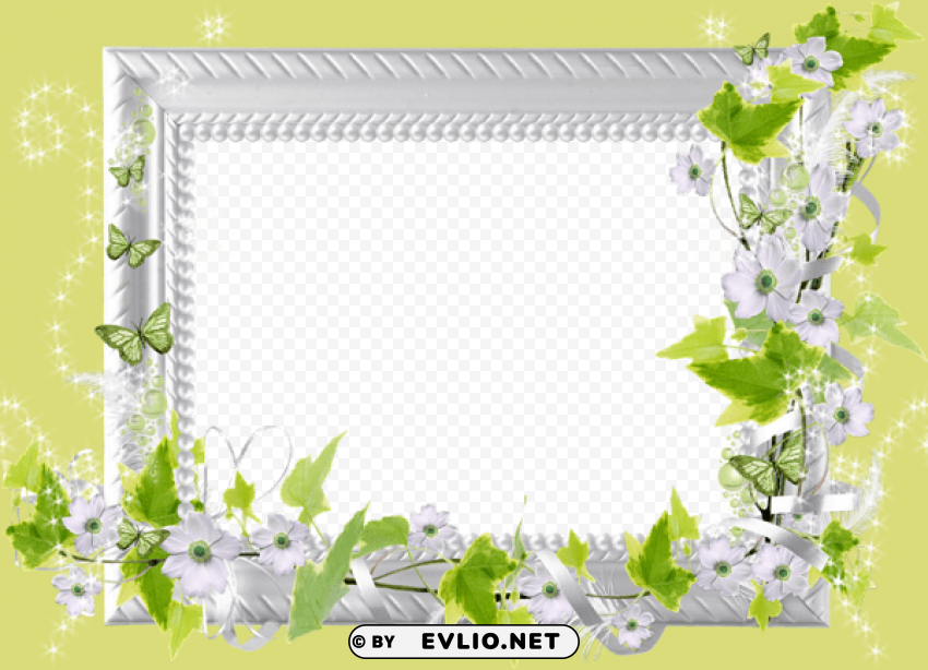 Yellow Flower Frame Transparent Cutout PNG Isolated Element