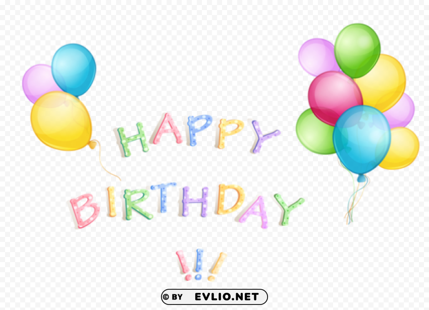 happy birthday with balloons picture PNG files with transparent backdrop