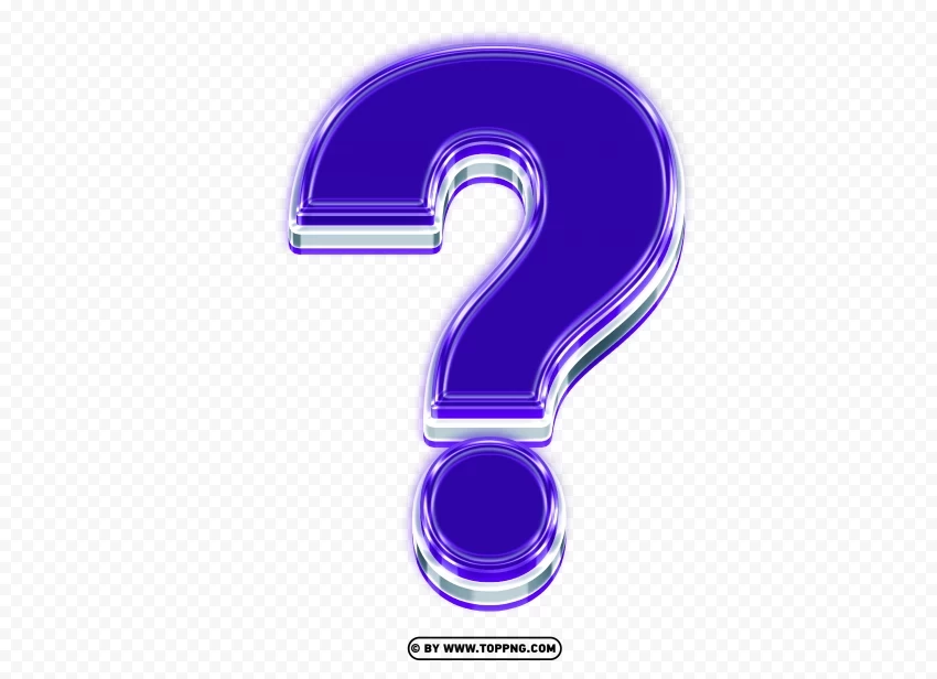 3D Blue Question Mark Element Free Clean Background Isolated PNG Design