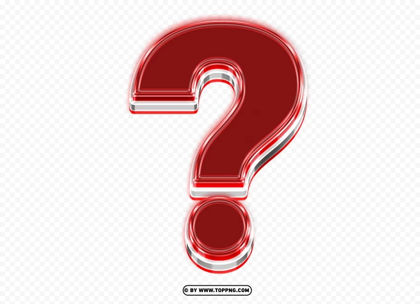 3D Red question mark Free Clean Background Isolated PNG Character