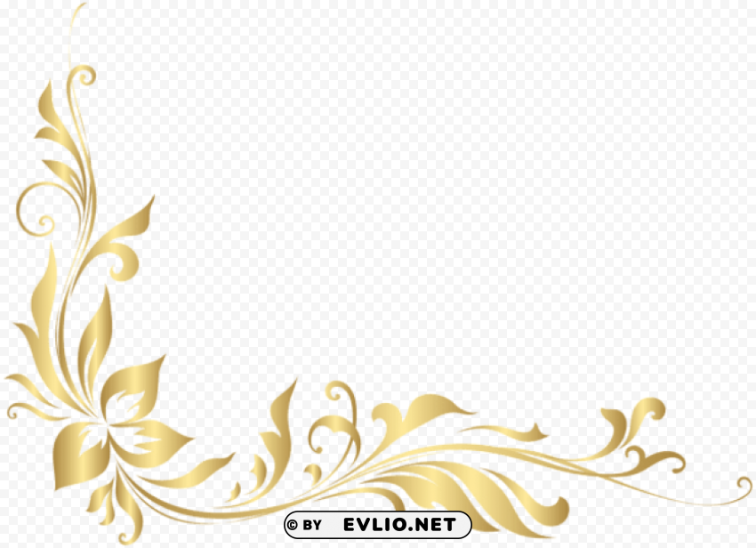 golden floral decoration Isolated Illustration in HighQuality Transparent PNG