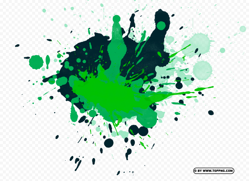HD Green Paint Splash Watercolor Isolated Graphic on Clear Background PNG