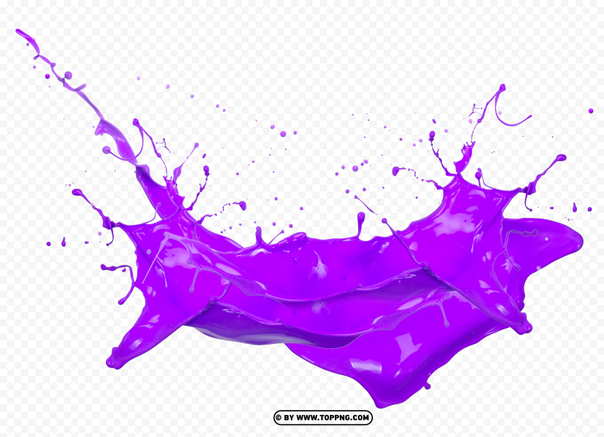 High Quality Purple Liquid Paint Splash Isolated Icon on Transparent Background PNG