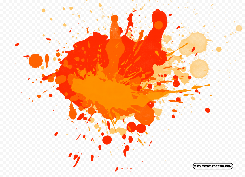 Illustration Orange Abstract Paint Splash FREE Isolated Graphic in Transparent PNG Format