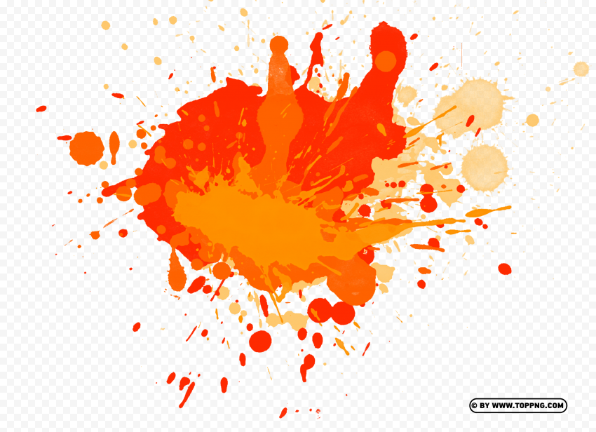 Illustration Orange Abstract Paint Splash FREE Isolated Graphic In Transparent PNG Format