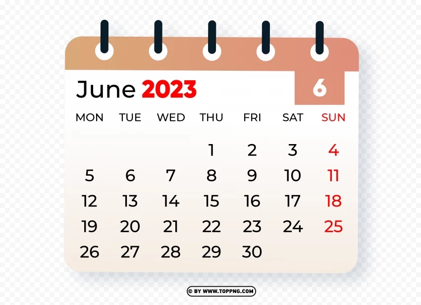 June 2023 Graphic Calendar Image Isolated Element in Transparent PNG