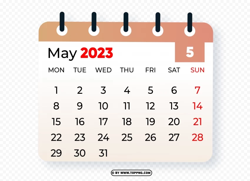 May 2023 Graphic Calendar Image Isolated Element on HighQuality PNG - Image ID c88248f4