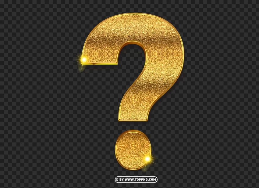  3D Gold Question Symbol Mark Icon Alpha channel transparent PNG