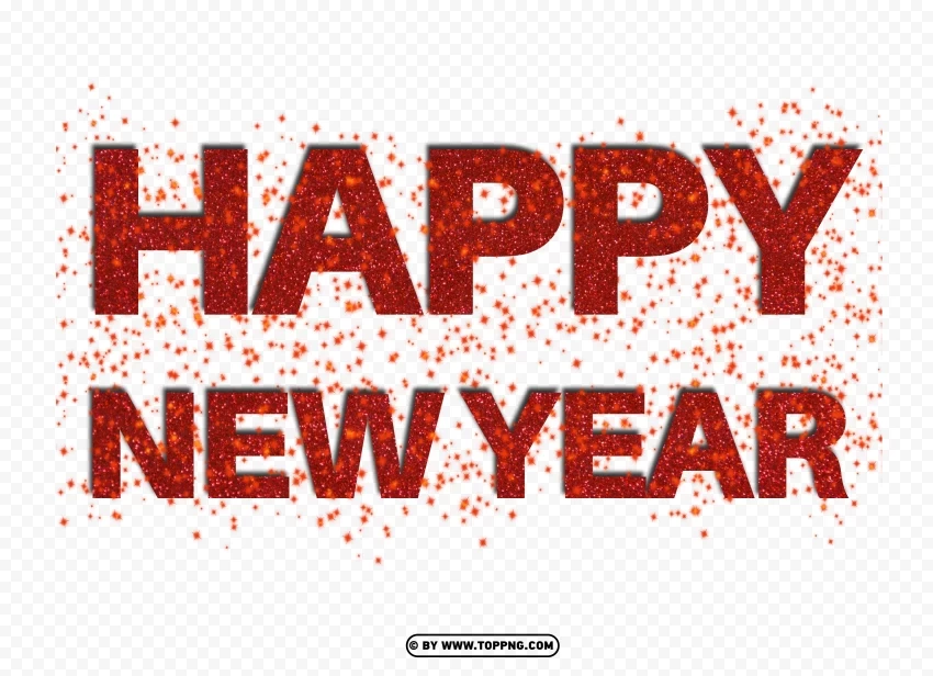 Red Happy New Year glitter sparkling HD Isolated Graphic on Clear Transparent PNG