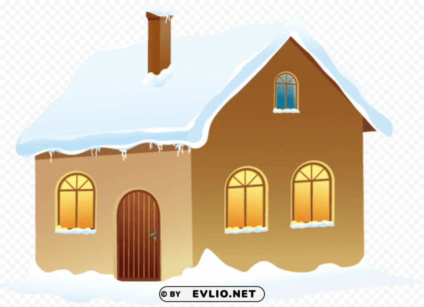 winter house with snow Transparent PNG images for graphic design