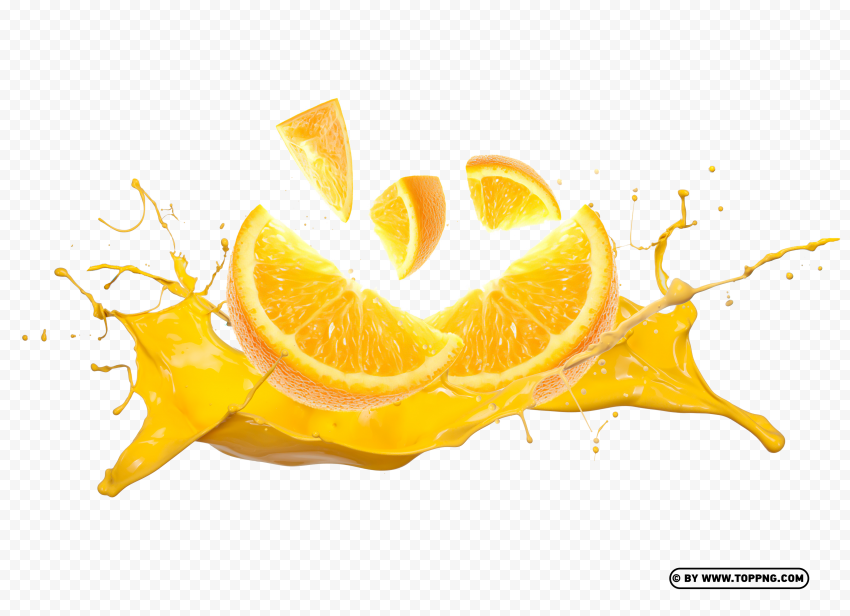Yellow Juice Paints Splash in HD format Isolated Graphic on HighQuality Transparent PNG