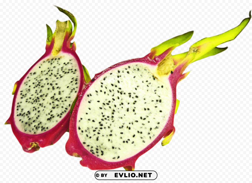 Two Half Dragon Fruit Slices HighQuality PNG Isolated on Transparent Background