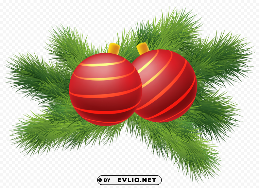 christmas decor with red christmas balls Isolated Artwork in HighResolution PNG