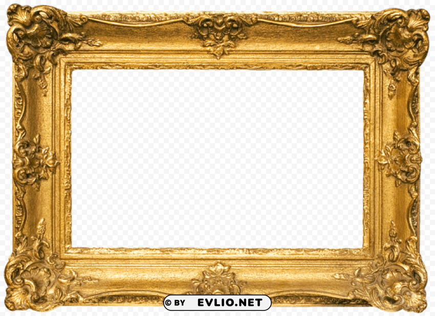 classic gold frame Isolated Item on Clear Background PNG