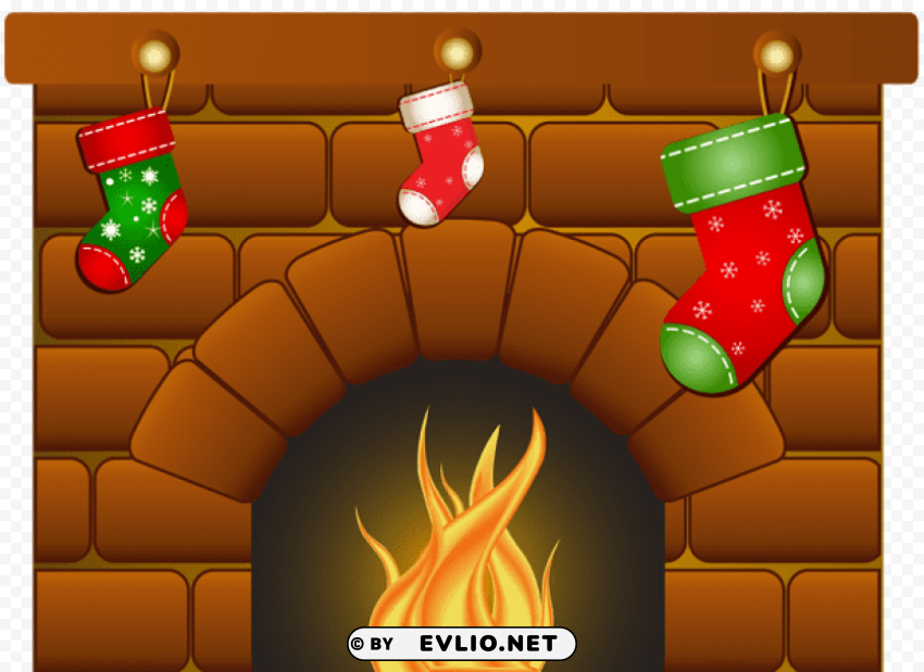 christmas fireplace Transparent PNG Isolated Subject Matter