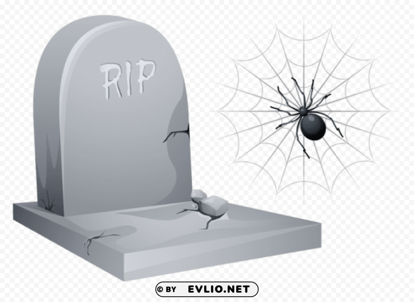 halloween rip tombstone with spider and web HighResolution Transparent PNG Isolated Item