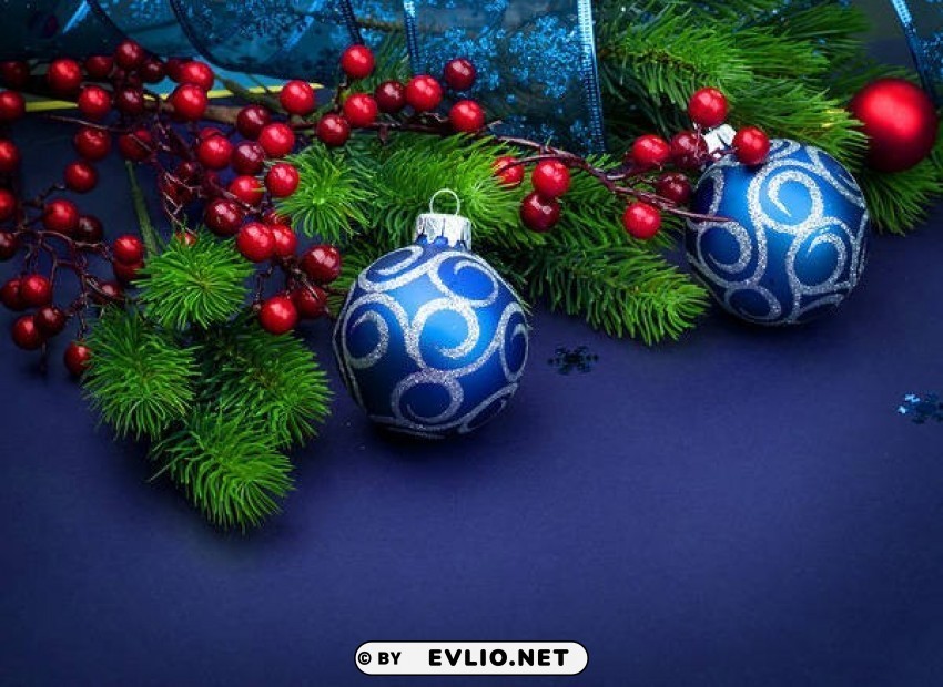 blue christmaswith ornaments Isolated Character in Transparent Background PNG