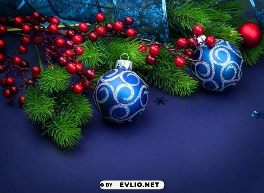 Blue Christmaswith Ornaments Isolated Character In Transparent Background PNG