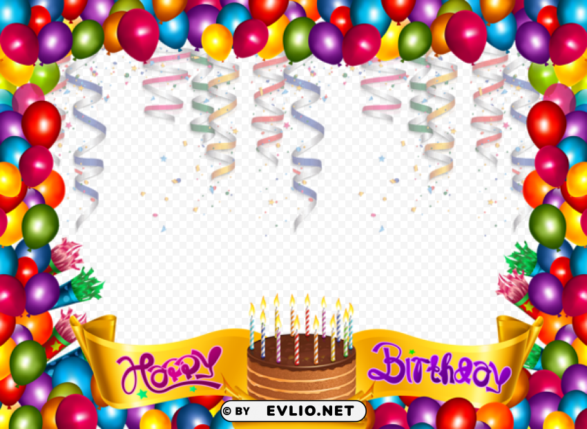cute happy birthday frame PNG with no cost