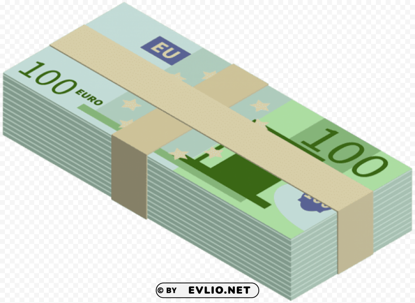 wad of euros transparent PNG Image Isolated with Clear Transparency