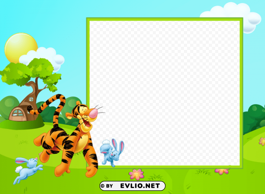 cute kidsframe with tigger High-resolution transparent PNG images set