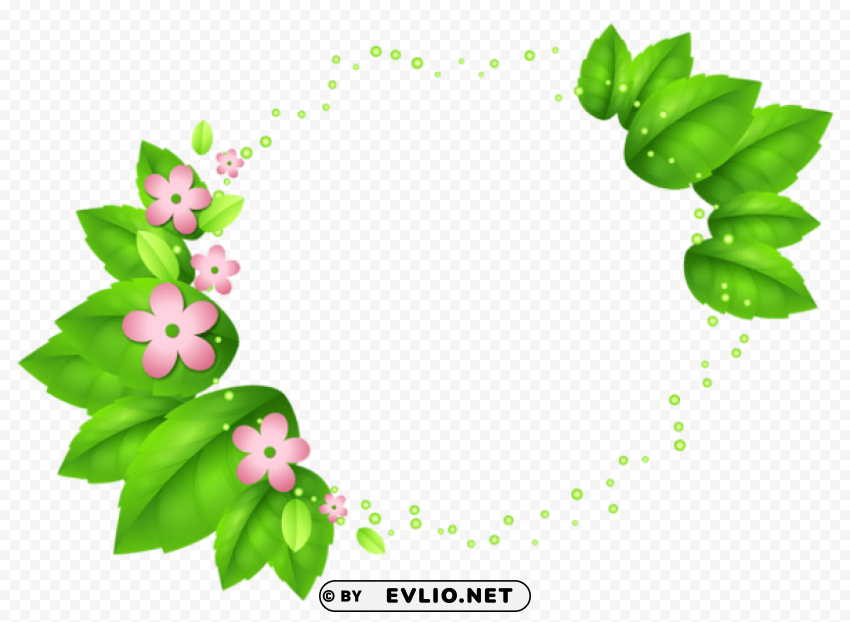 green spring decor with pink flowers Clean Background Isolated PNG Design
