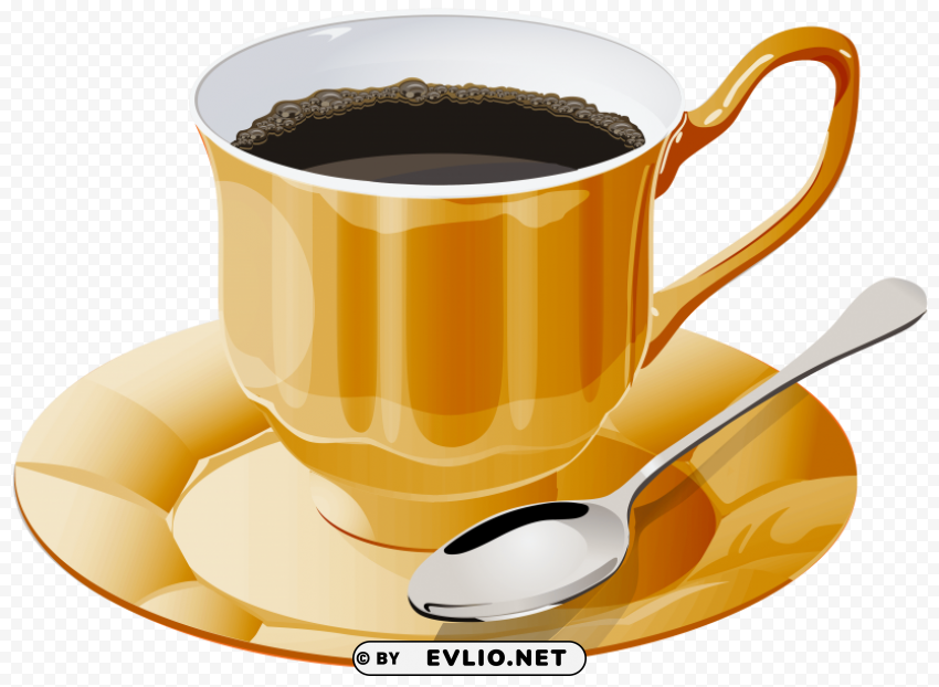 yellow cup of coffee PNG images for websites