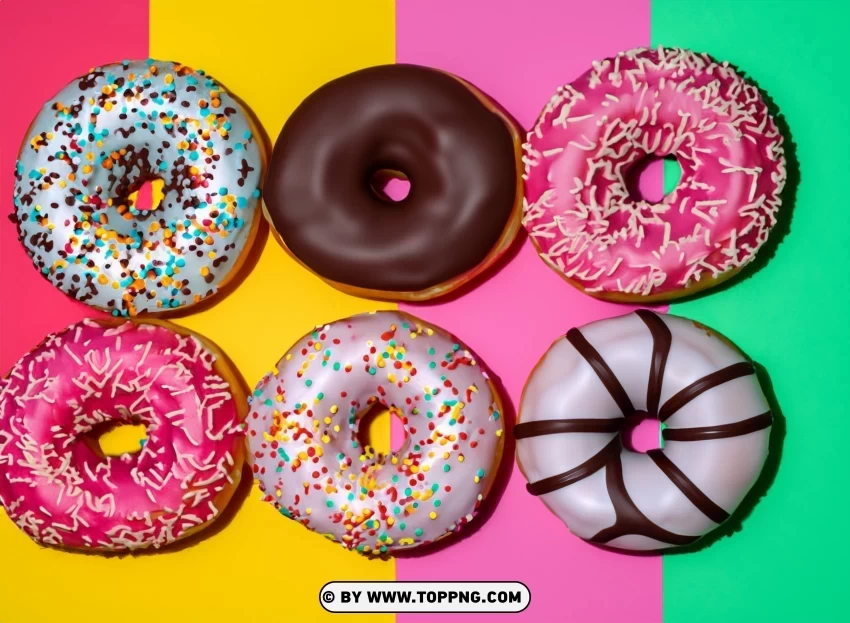 Colorful Sprinkled Donuts on a Vibrant Clear Background PNG Isolated Illustration - Image ID 41a84ecc