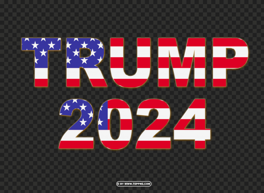 Trump 2024 Sign American Flag Style HD Isolated Element in Clear Transparent PNG - Image ID b874497d