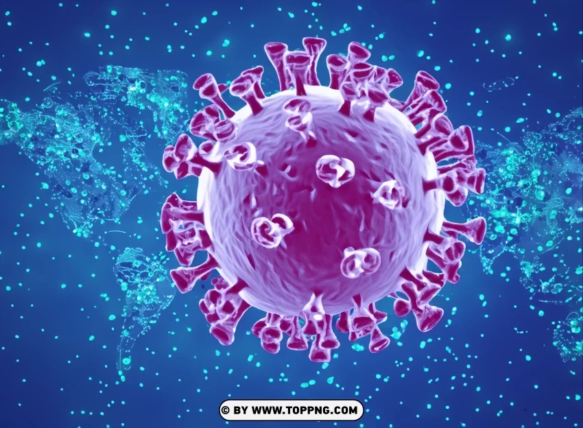 coronavirus covid 19 macro simulation With World Globe Map Clean Background Isolated PNG Icon