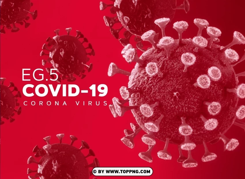 Illustrated EG5 Coronavirus with Blurred Red Bacteria Clean Background Isolated PNG Art - Image ID 705ef177