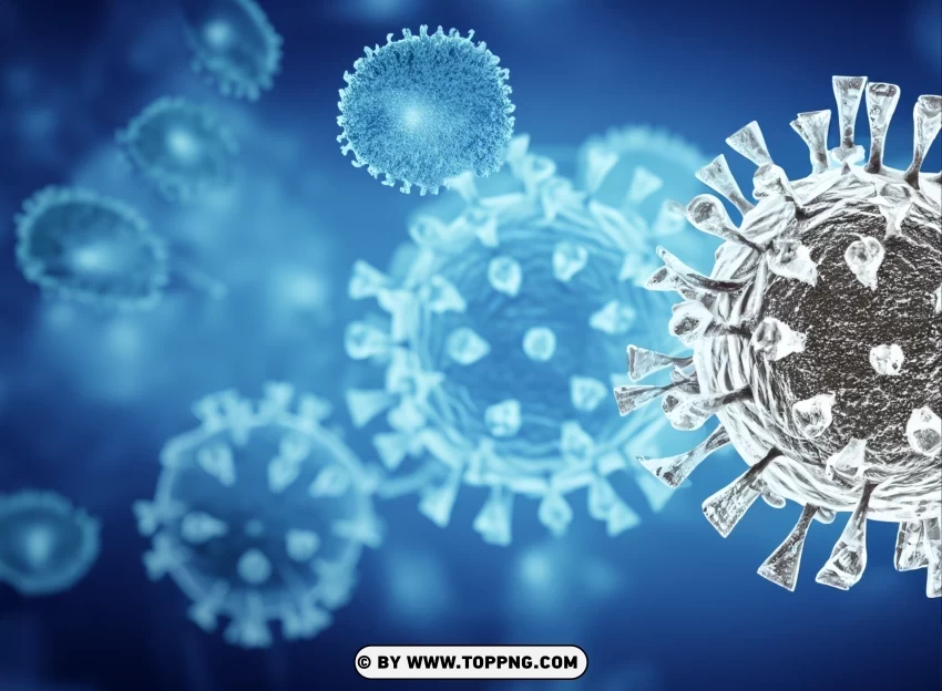 Microscopic 3D Rendering Covid 19 Disease Spread Photo Clean Background Isolated PNG Character